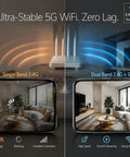 Comparison of single band vs dual band WiFi on a 2K 5G Indoor Security Camera With Crying Detection AI Baby Monitor No Monthly Fees