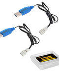 Dope 3.7V USB Charger Cable For 1S LiPo RC Batteries With PH2.0 Connector 63mm Length, 2-pack with storage box