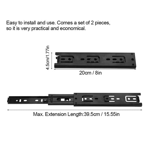 Heavy Duty Drawer Slides Set 4 Inch 6 Inch 8 Inch Steel Guide Rails With Zinc Plated Soft Close And Silent Operation shown extended