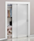 Glass sliding door with Self-Adhesive Edge Fingerpull Door Handle Screwless Peel And Stick Installation, modern closet entrance