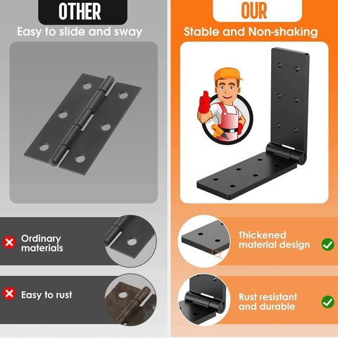Comparison of Heavy Duty Gate Hinges 2 Pack Black 270 Degree Adjustable Butt Hinge with ordinary hinges, showing rust resistance and durability