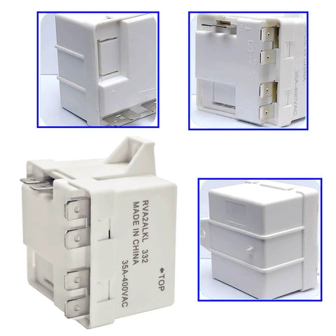 35A 230V Well Pump Relay For Auto Panel Mount Control Box 5-15HP Fit For Franklin Units Quick Plug-N-Play Replacement For 155031102 155031110 305213902 No Contact Silver Finish white relay, angled side view