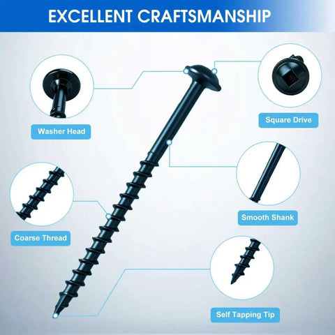 Detailed view of a screw from the Pocket Hole Screws Kit 700 Pcs Five Size Assortment Of Number Eight Wood Screws, showing features.