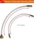 Sea Star Hydraulic Steering Bleed Kit with 90cm PU copper hoses, two curved hoses showing connections and length measurement