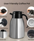 Workhorse Commercial Drip Coffee Maker With 12 Cup Capacity And 74 Ounce Thermal Carafe in stainless steel, lid details shown