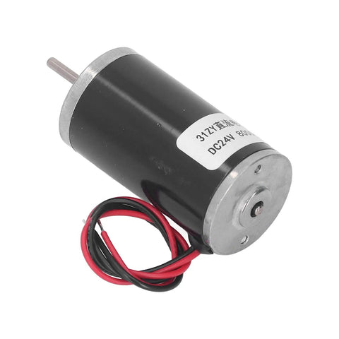 Heavy Duty 24V Permanent Magnet DC Motor Delivering Real Torque And Snappy Adjustable Speed With Rock Solid All Metal Aluminum Brass Gears, close-up view.
