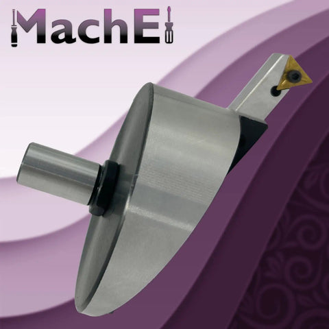 Four Inch Fly Cutter With Indexable Carbide Inserts For CNC Milling And Bridgeport Machines on a purple background.