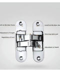 Hidden Cross Hinge For Invisible Doors And Cabinets, 3D Adjustable 180 Degree Folding Door Hinge, Concealed Stainless Steel H Shaped Door Hardware For Wooden Doors, Large Right, showing adjustment features.