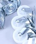 8 Pcs Inch Swivel PP Caster Wheels for Furniture and Workbench, featuring durable steel and smooth white rolling wheels.