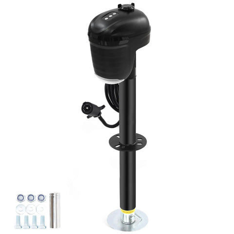 12V Electric A Frame Trailer Tongue Jack With 7 Way Plug, 4000 Lb Lift Capacity, Heavy Duty, 21 Inch Travel, side view.