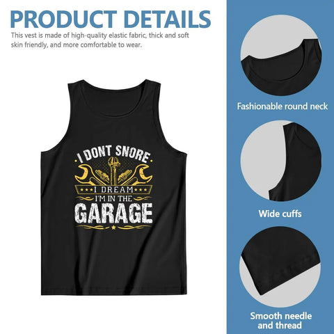 Real Deal Cotton Tank Top Men Sleeveless Muscle Tee Breathable Summer Gym Wear Relaxed Fit Workout Shirt For Hard Working Mechanics And Grease Monkeys, black with graphic design, round neck, wide armholes.