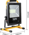 Spot Lighting 50W Led Rechargeable Construction Floodlight, 5000Lm Sup,，，with adjustable stand and waterproof design.