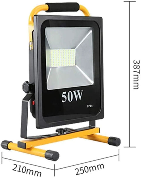 Spot Lighting 50W Led Rechargeable Construction Floodlight, 5000Lm Sup,，，with adjustable stand and waterproof design.