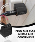Dang Solid AC To DC Car Cigarette Lighter Adapter And Wall Plug Converter plugged into wall socket with wires.