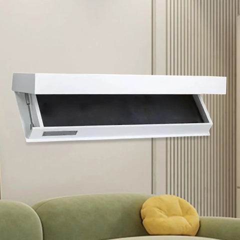 Hella Tidy White Floating Wall Shelf With Concealed Drop Down Drawer Pull Out Storage Rack Smooth Glide Space Saving Organizer For Living Room Office Dead Simple Setup Total Clutter Free Vibe Guaranteed