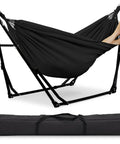 2 In 1 Hammock With Stand For Outdoors Portable Heavy Duty Steel Frame Supports Up To 480 Lbs Easy Setup In Minutes Black Multi Functional Swing Chair with carrying bag