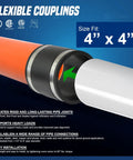 Flexible 4 Inch Coupling For Piping Systems Universal Fit With Cast Iron Copper Plastic And Schedule 40 Steel