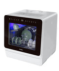 Countertop Dishwasher With Five Place Setting Capacity And Seven Washing Programs tackles dirty pots and plates with modern design.