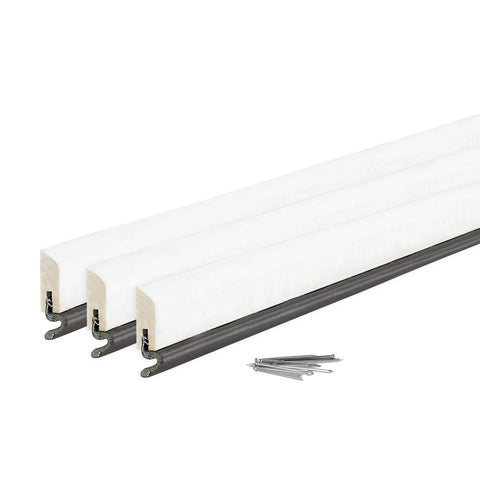 Brown Primed Hardwood And Vinyl Clad Foam Nail On Top And Sides Door Seal Kit Three Piece Set Paintable Weather Stripping