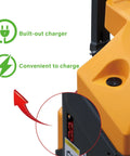 Built-in charger feature on Heavy Duty Apollo Electric Pallet Jack 4400 Lb Capacity for convenient charging.