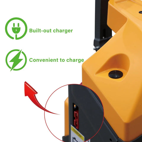 Built-in charger feature on Heavy Duty Apollo Electric Pallet Jack 4400 Lb Capacity for convenient charging.