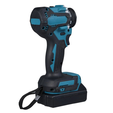 Heavy Hitter 21V Cordless Drill With 55Nm Badass Torque And Dual Speed Switches For Zero Hustle DIY chores, black and blue design.