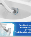 Disposable Toilet Brush With Holder for Deep Clean Toilet Bowl in use on porcelain surface