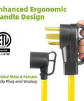 Heavy Rated 30 Amp Nema 14-30P To 6-30R Welder Adapter Cord 1 Foot with ergonomic handle and molded plugs.