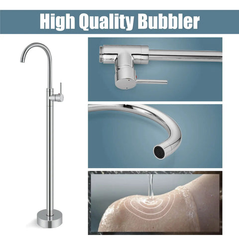 Freestanding Tub Faucet Chrome Floor Mount Tub Filler With Single Lever Brass Mixer Tap And Tub Spout No Handheld Spray Built To Last