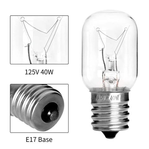 Microwave Light Bulbs 125V 40W for GE Whirlpool Maytag Kenmore Over Range Hood Dimmable Replacement Bulbs E17 Base 2 Pack