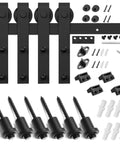 8 Ft Double Barn Door Hardware Kit For 24 Inch Wide Doors Ultra Smooth Quiet Sliding Track With J Shape Hanger Black Finish