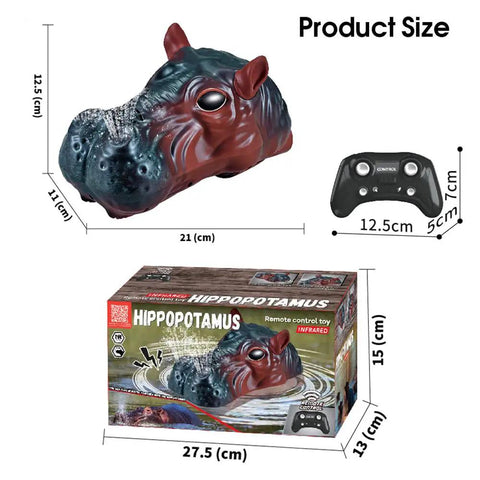 Hippo Themed RC Boat Remote Control Water Spray Totally Fun For Lake River And Pool 2.4GHz Electric Boating Toy product size
