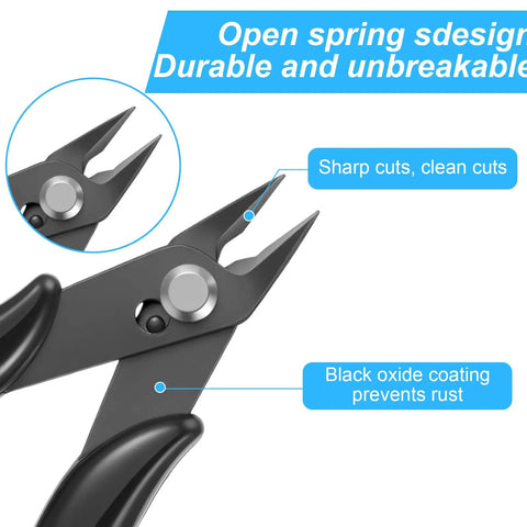 Hair Extension Tools Kit With 2 Pcs Professional Extension Pliers For Micro Beads Nano Rings Black Hair Extensions Opener And Removal Tool Keratin Cutting Pliers With Spring, black oxide coated steel