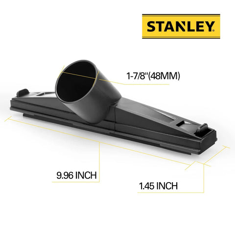 Go-To Universal Floor Brush Nozzle for Wet and Dry Vacuums With 1-7/8 Inch Hose Heavy-Duty Vacuum Attachment, black, side view.