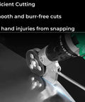Sheet Metal Shear Drill Attachment cutting metal sheet with cordless drill, showing smooth burr-free cuts, ideal for 20-30 gauge metals.