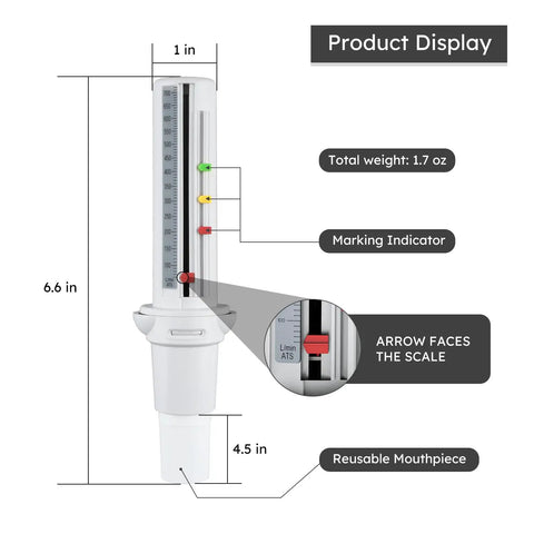 Manual Peak Flow Meter PEF Tester For On The Go Tracking And Monitoring Peak Expiratory Flow Rate With Battery Free Operation