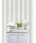 Bang For The Buck Vertical Stripes Vinyl Wallcovering Featuring Subtle Leather Texture, Commercial Grade Heavy Duty Construction, Custom Printed Just For You, Straight Up Stunning Room Refresh displayed in a bathroom setting.