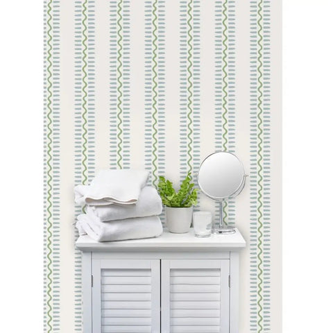 Bang For The Buck Vertical Stripes Vinyl Wallcovering Featuring Subtle Leather Texture, Commercial Grade Heavy Duty Construction, Custom Printed Just For You, Straight Up Stunning Room Refresh displayed in a bathroom setting.