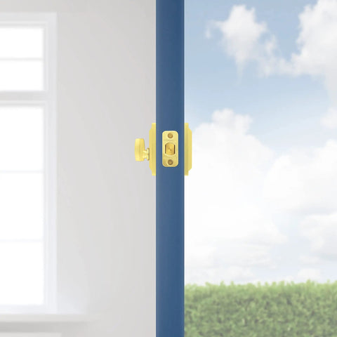 Side view of Single Cylinder Front Door Deadbolt With SmartKey Re Key Technology And Microban Protection Satin Brass Finish Easy DIY Install