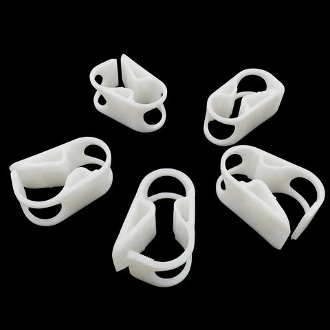 Adjustable 1/2 To 5/8 Inch Plastic Tubing Clamps, 5 Pack Peg Tube Clips For Flow Control, White, Premium POM, Lab Style Pinch Valve Look