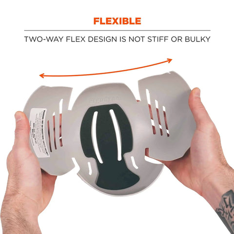 Hands holding Lightweight Universal Safety Bump Cap Insert That Fits Any Baseball Hat With Trim To Fit Design Breathable Polyethylene Shell