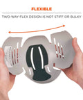 Hands holding Skullerz 8945 Universal Bump Cap Gray with Flexible Two Way Design showing flexibility and material details.