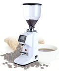 Premium Electric Coffee Grinder With Adjustable Flat Burrs For Espresso And Pour Over Hits Exact Single Dose Every Time, stainless steel design.