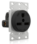 Flush Mount 30 Amp 250V NEMA 6-30R Power Receptacle for Welder or Generator 2 Pole 3 Wire Straight Blade Outlet, UL listed, galvanized steel strap
