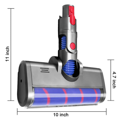 Quick-Release Soft Roller Cleaning Head For Cordless Vacuum Cleaners V7 V8 V10 V11 V15 Series with dimensions