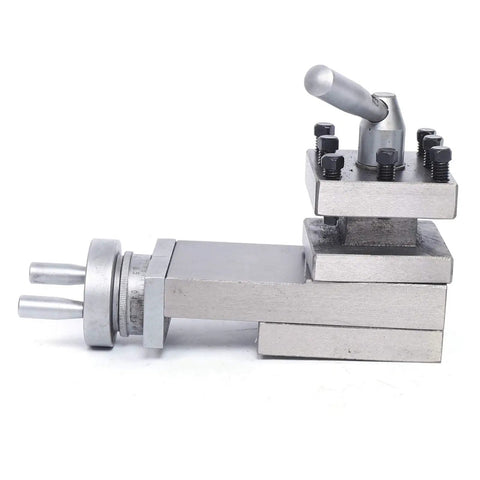 Heavy Duty Cast Iron Lathe Tool Holder With Quick Change Tool Post And Precision Cross Slide Compound featuring scaled handwheel