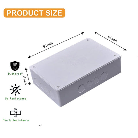 9 By 6 By 3 Inch PVC Junction Box With Pre Molded Three Quarter Inch And One Inch Knockouts IP65 Waterproof And Dustproof