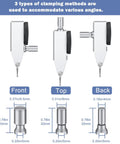 Image showing front, top, and back views of the 0 To 0.03 Inch Dial Test Indicator Pro With 0.0005 Inch Precision Portable Case Three Steel Dovetail Mounts For Machinery Calibration And Tight Space Measurements Ideal For Precision Machining And Assembly.
