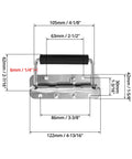 Stainless Steel Spring Loaded Case Handles 4 Pack 122mm With Rubber Grip Durable 304 Grade Cabinet Hardware with dimensions in mm.