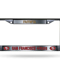 Faithful Black Chrome License Plate Frame For 49ers Fans Officially Licensed Team Metal Frame With Full Color Graphics